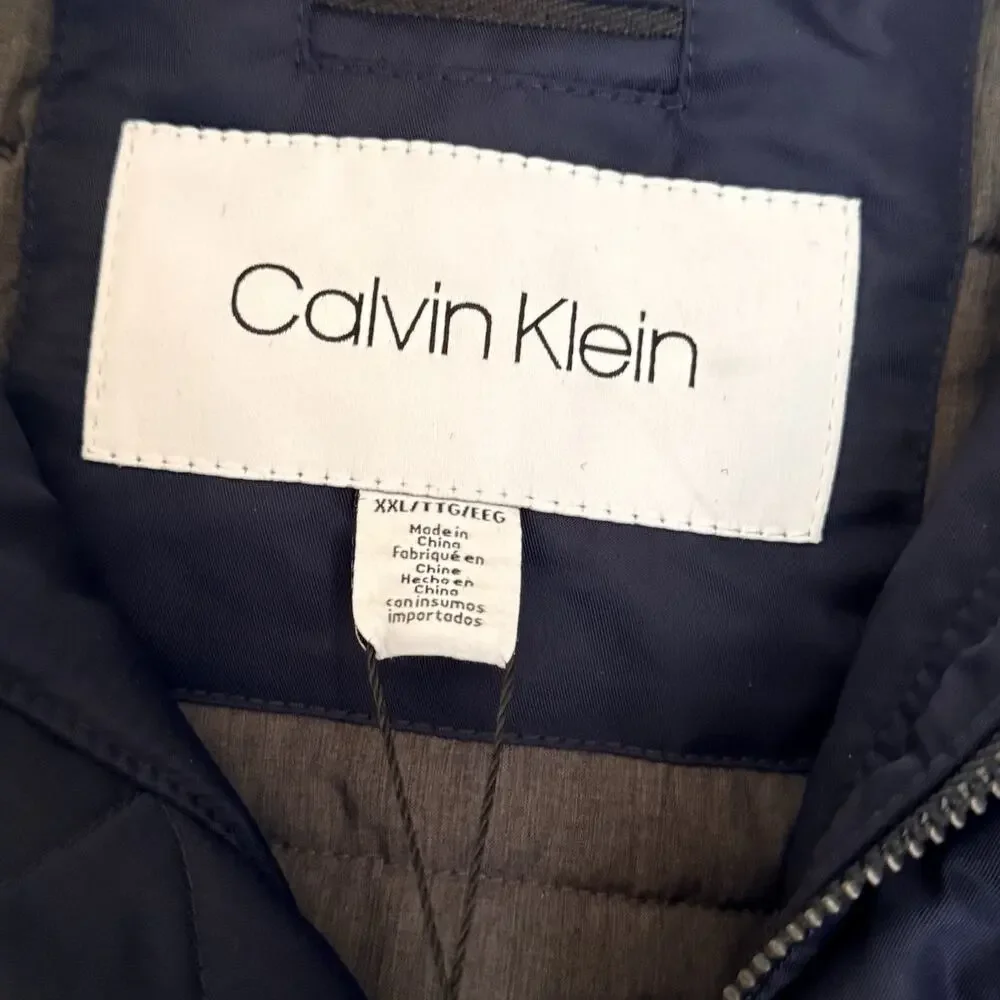$228 Calvin Klein Oversized Hooded Water Resistant Puffer Bomber Jacket Navy 2XL